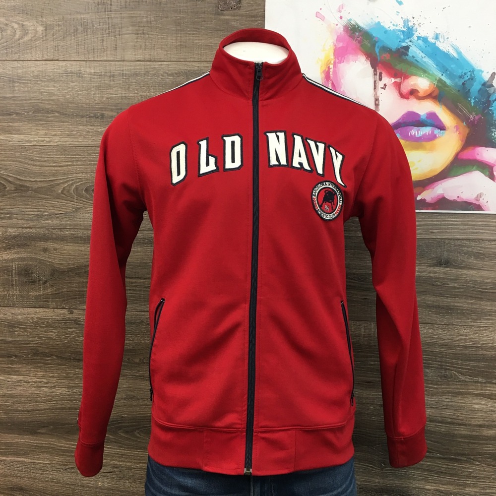 Vintage Old Navy Y2K Red Track Jacket Barcelona Athletic Club Mens Size L Zip Up